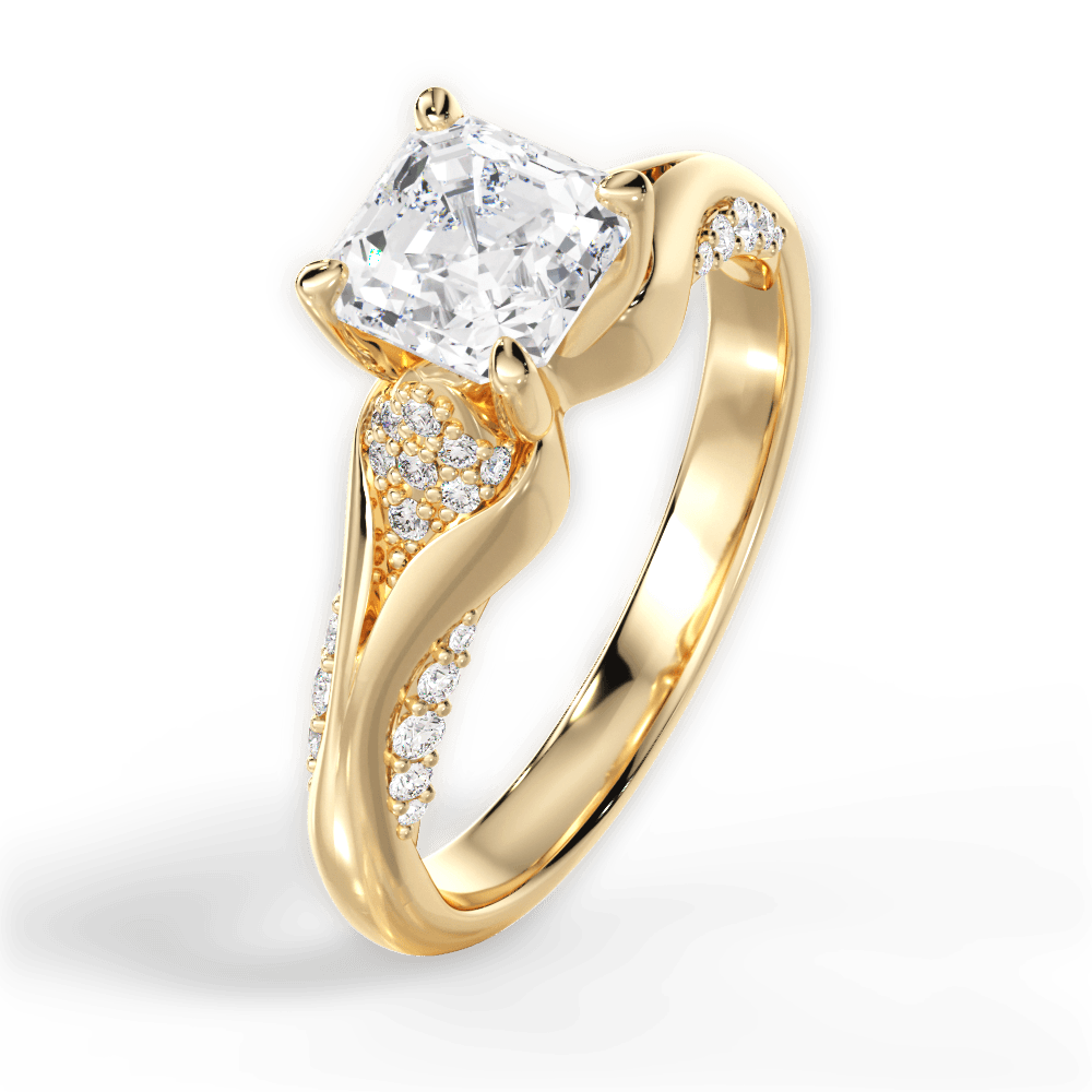 14kt Yellow Gold/18kt Yellow Gold/asscher/side