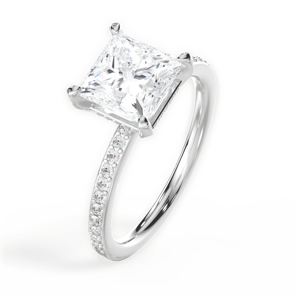 14kt White Gold/18kt White Gold/Platinum/princess/side