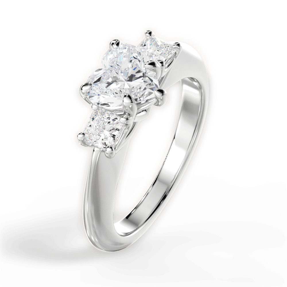 14kt White Gold/18kt White Gold/Platinum/heart/side