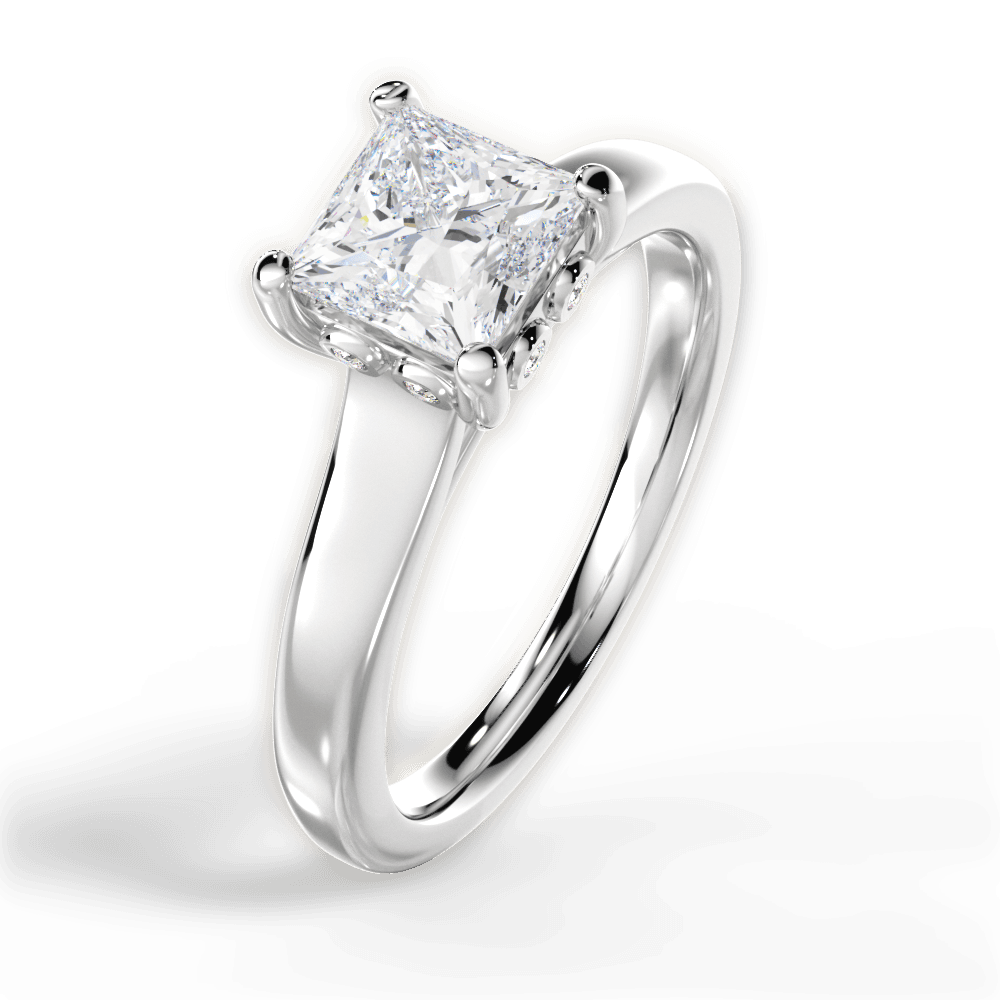 14kt White Gold/18kt White Gold/Platinum/princess/side