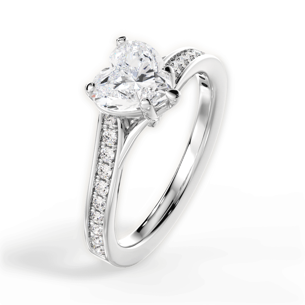 14kt White Gold/18kt White Gold/Platinum/heart/side