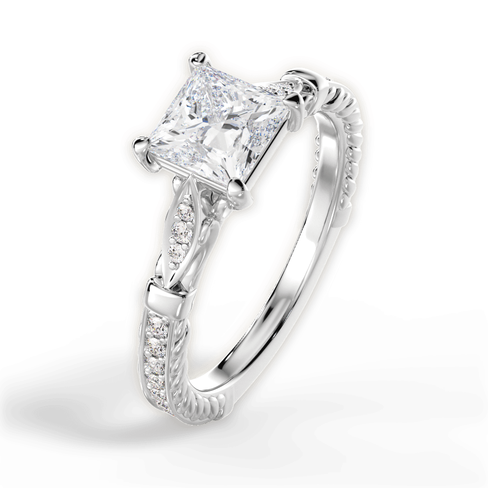 14kt White Gold/18kt White Gold/Platinum/princess/side