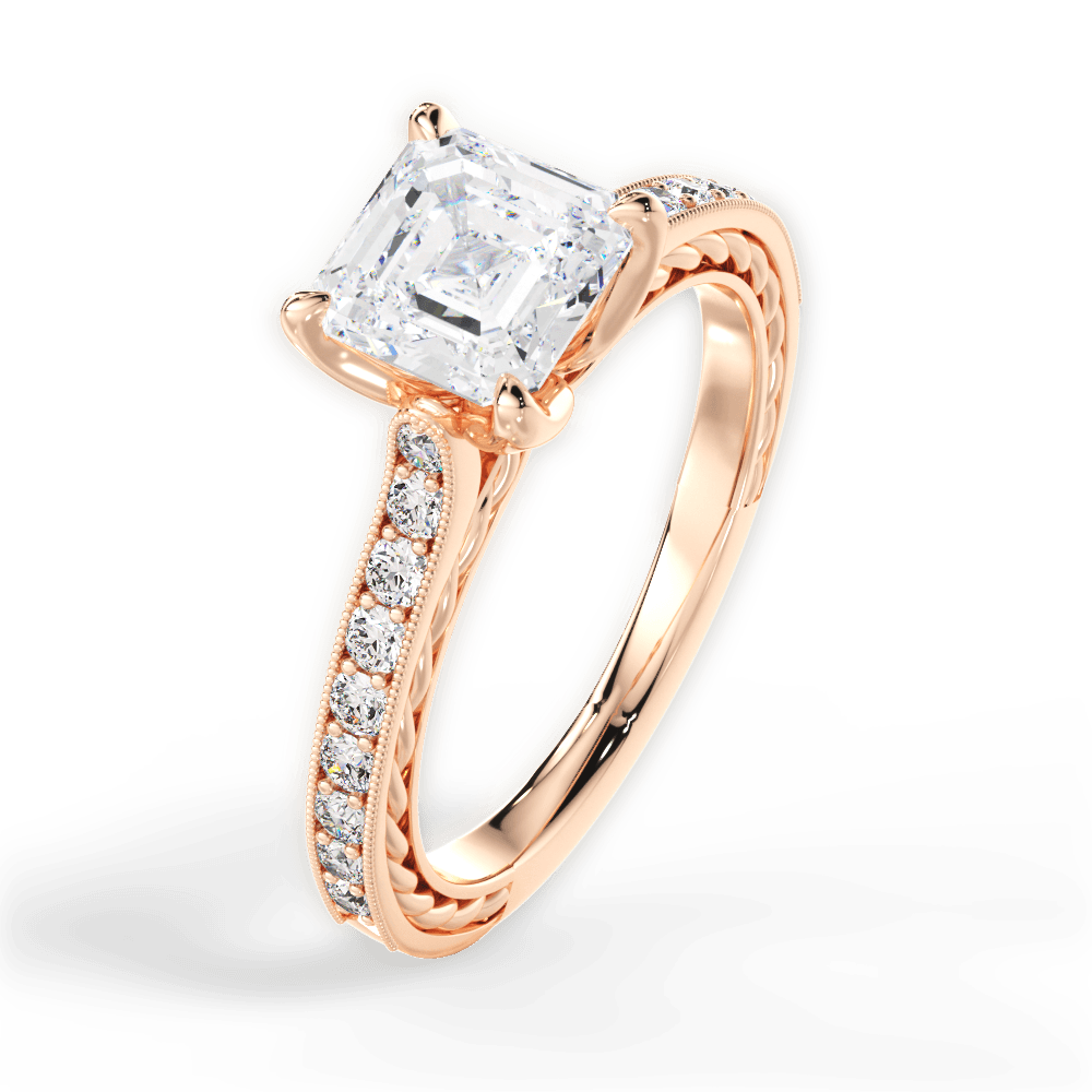 14kt Rose Gold/18kt Rose Gold/asscher/side
