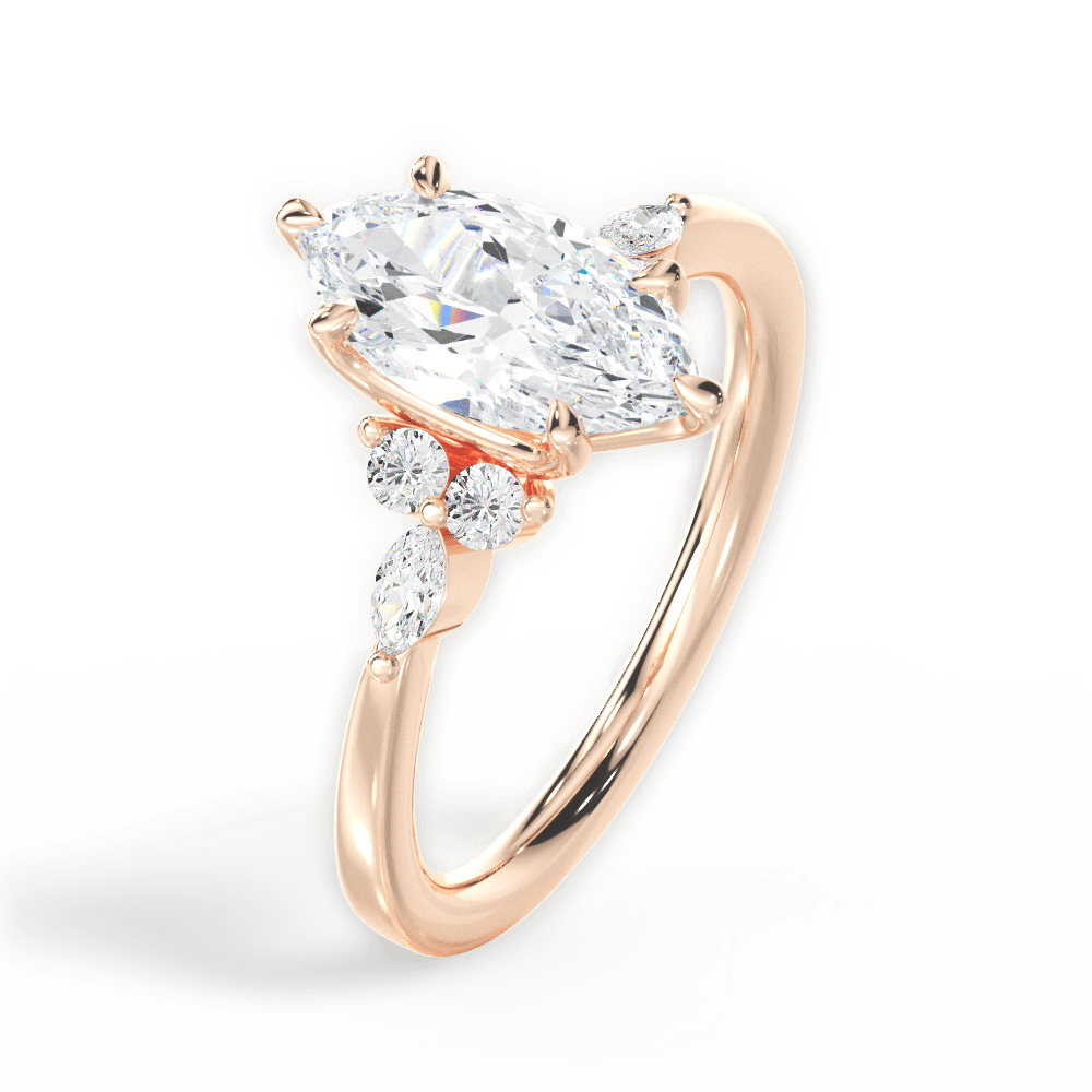 14kt Rose Gold/18kt Rose Gold/marquise/side