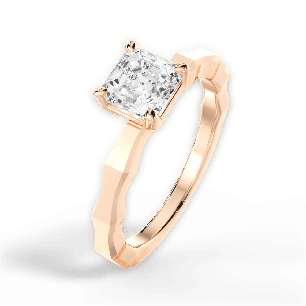 14kt Rose Gold/18kt Rose Gold/asscher/side