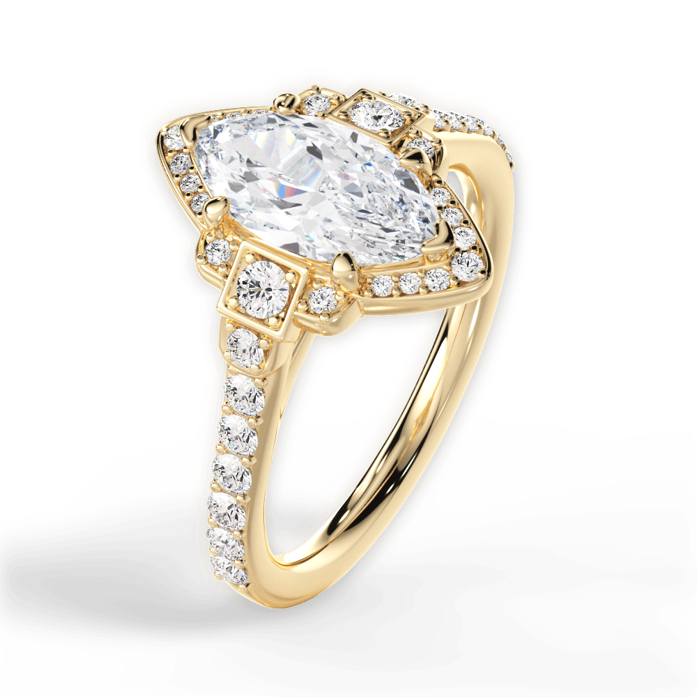 14kt Yellow Gold/18kt Yellow Gold/marquise/side
