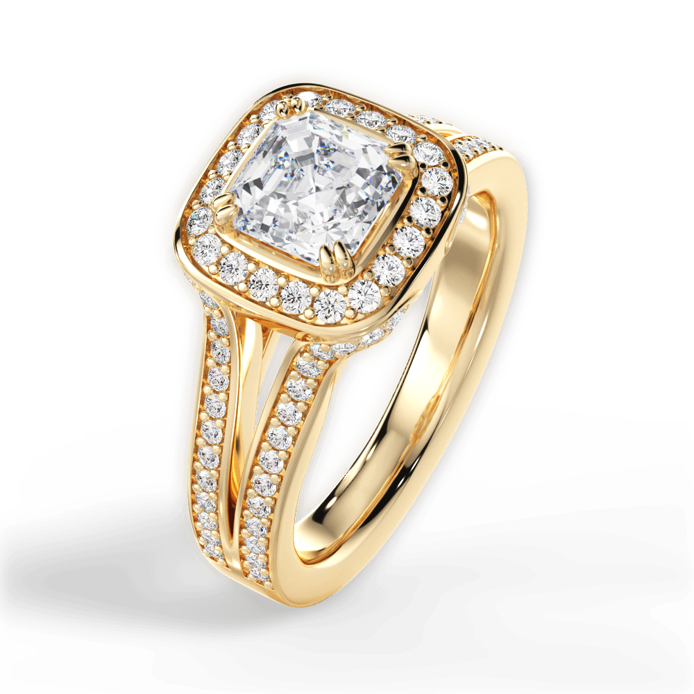 14kt Yellow Gold/18kt Yellow Gold/asscher/side