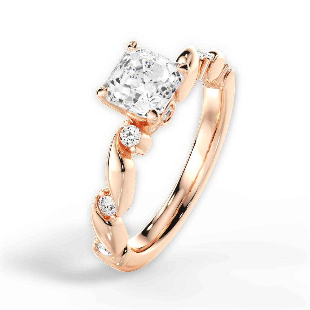 14kt Rose Gold/18kt Rose Gold/asscher/side