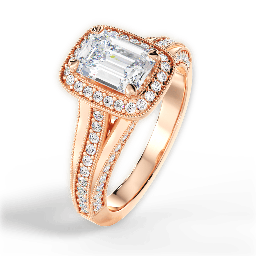 14kt Rose Gold/18kt Rose Gold/emerald/side