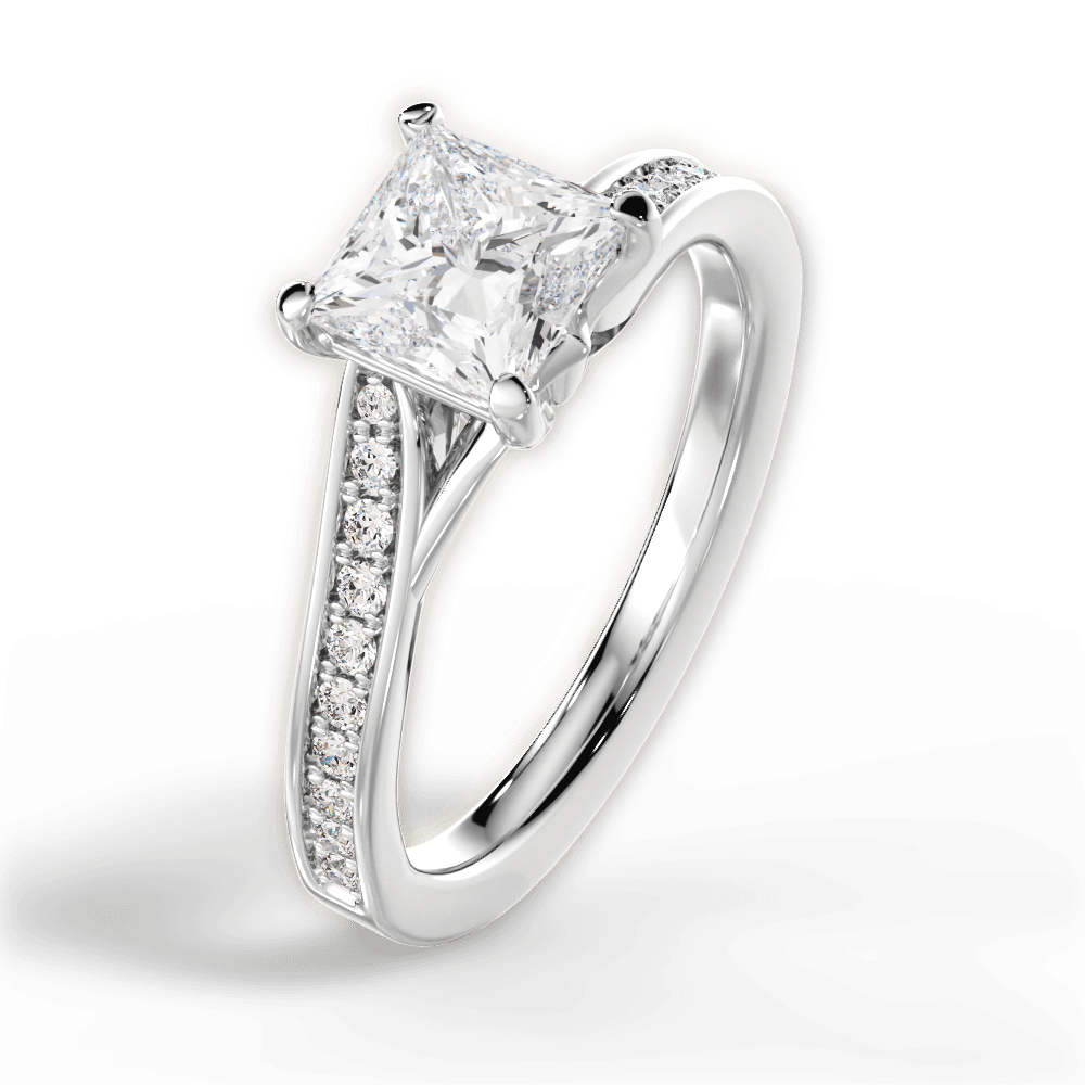 14kt White Gold/18kt White Gold/Platinum/princess/side