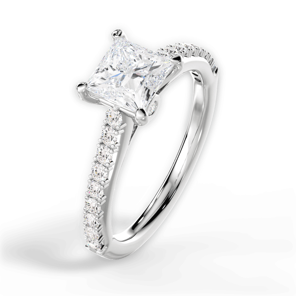 14kt White Gold/18kt White Gold/Platinum/princess/side