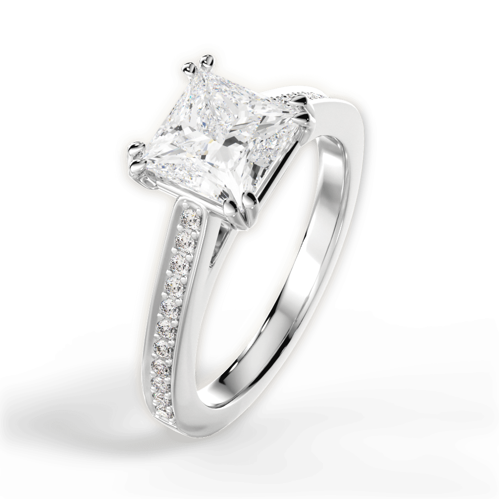 14kt White Gold/18kt White Gold/Platinum/princess/side