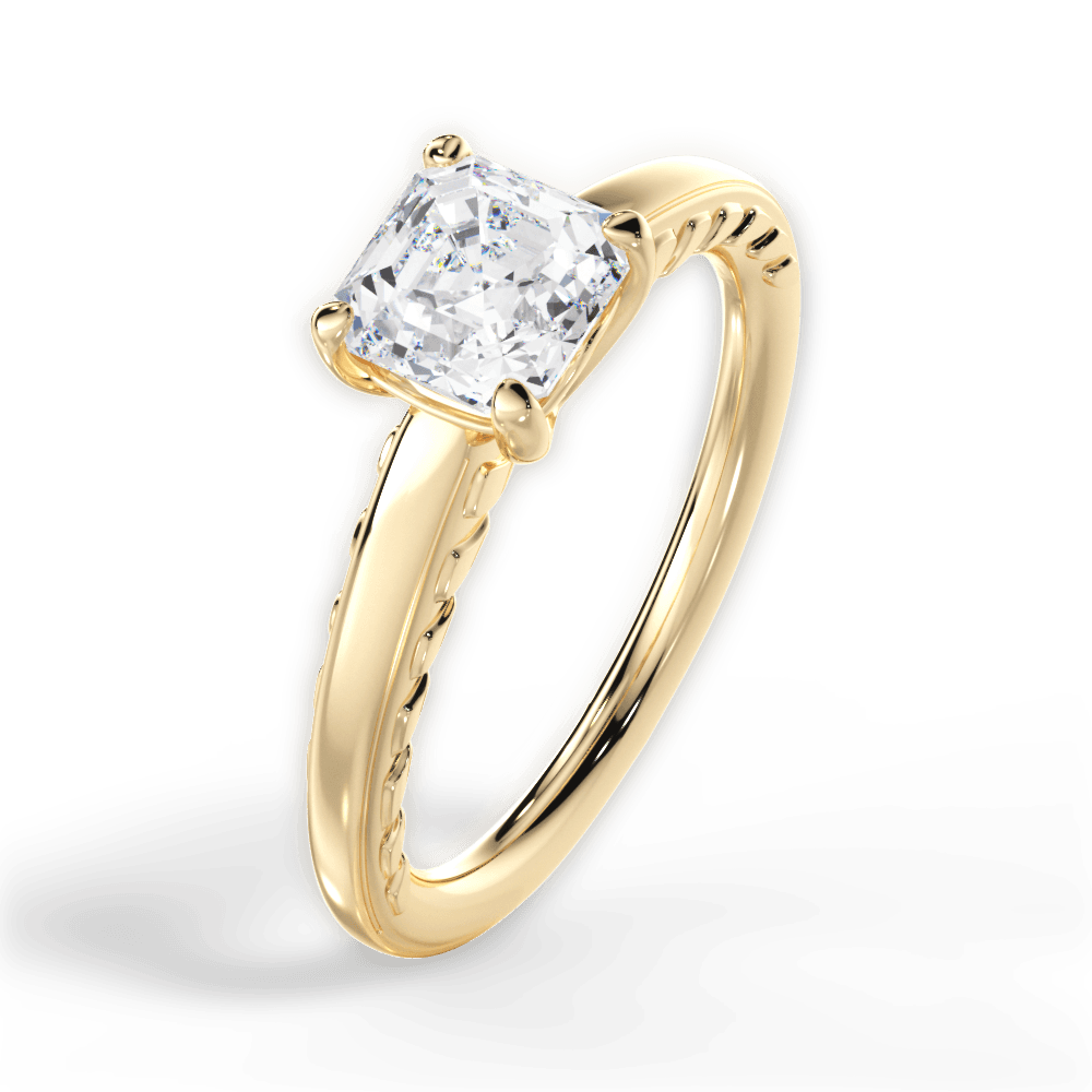 14kt Yellow Gold/18kt Yellow Gold/asscher/side