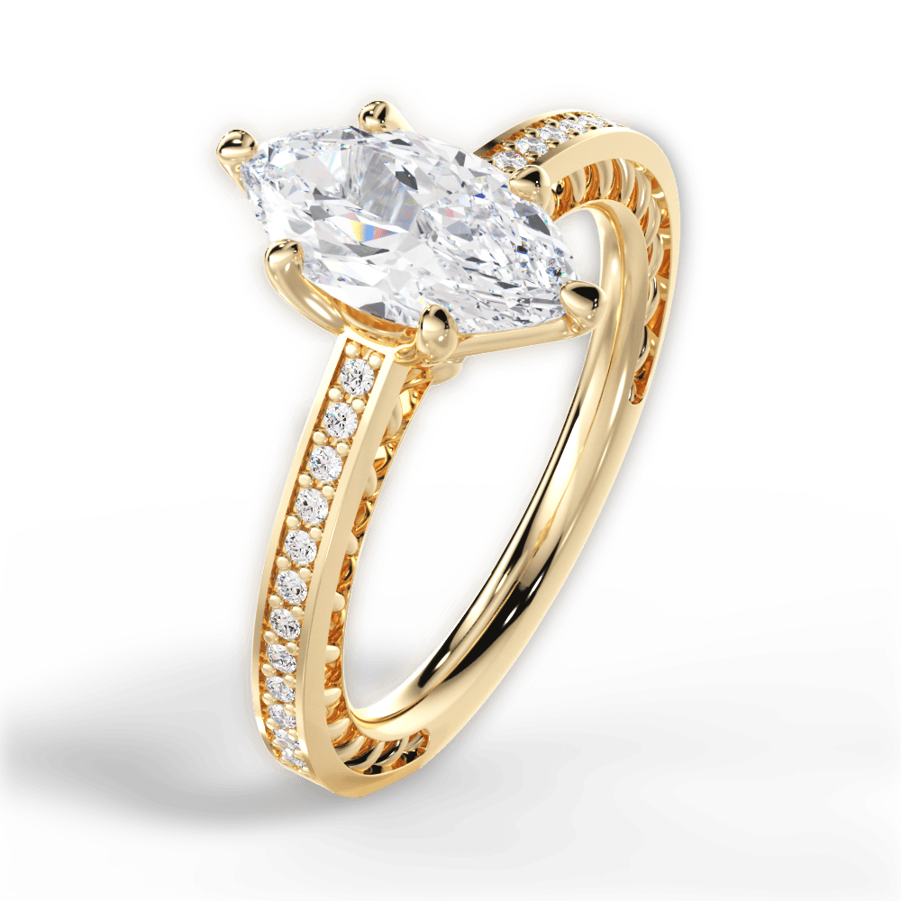 14kt Yellow Gold/18kt Yellow Gold/marquise/side