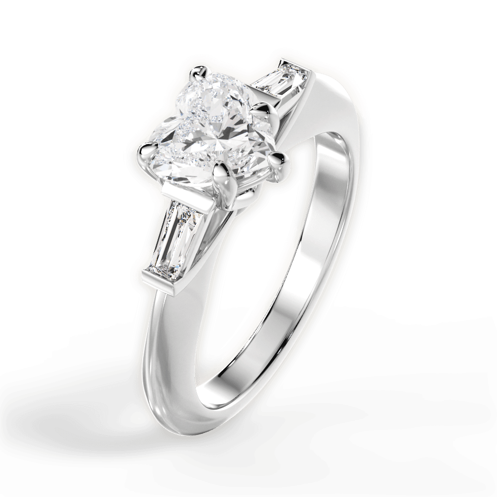 14kt White Gold/18kt White Gold/Platinum/heart/side