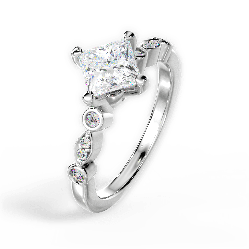 14kt White Gold/18kt White Gold/Platinum/princess/side