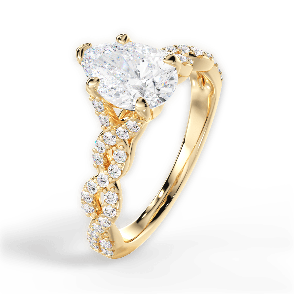 14kt Yellow Gold/18kt Yellow Gold/pear/side
