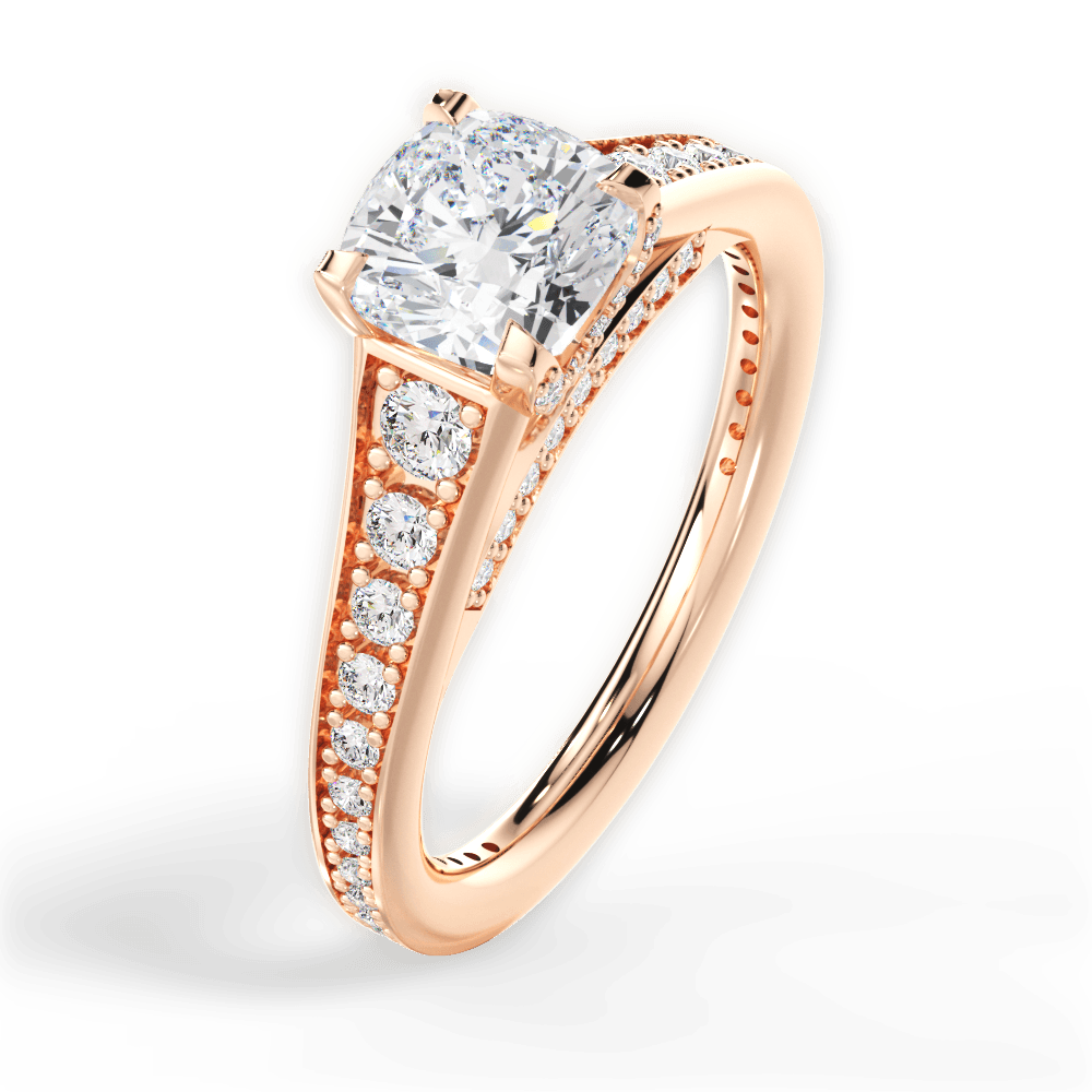 14kt Rose Gold/18kt Rose Gold/cushion/side