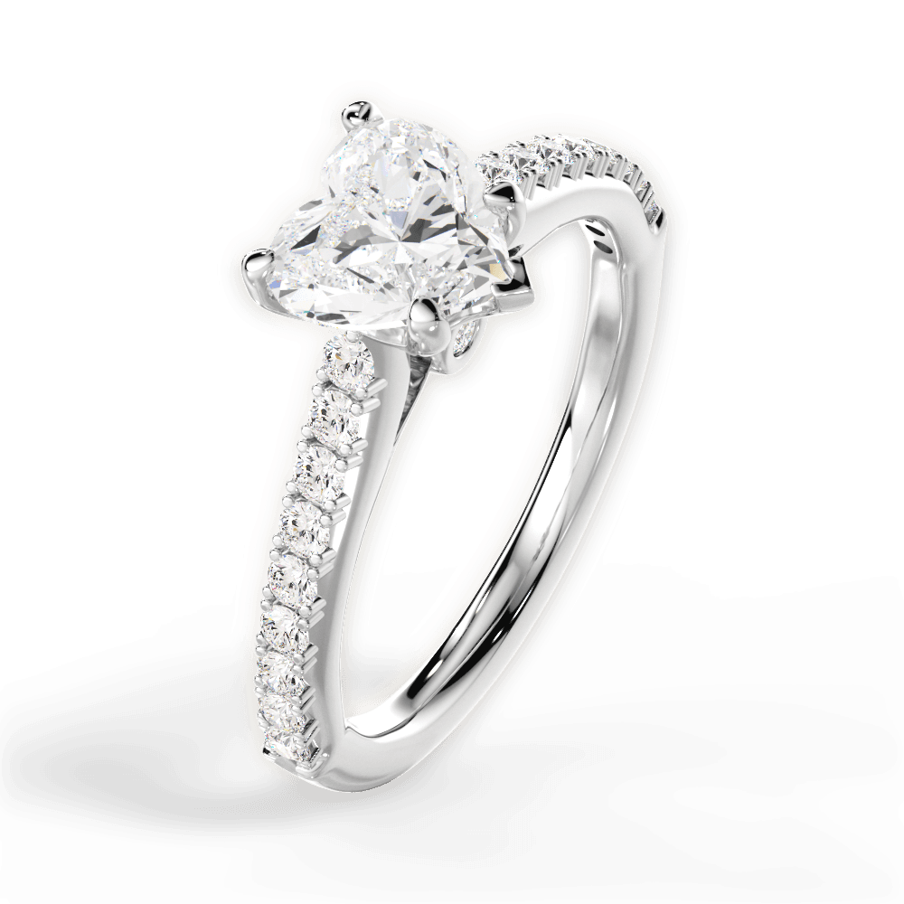 14kt White Gold/18kt White Gold/Platinum/heart/side