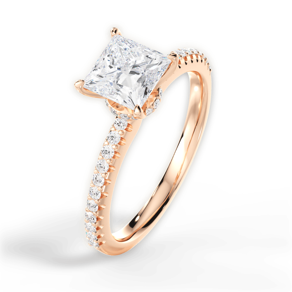 14kt Rose Gold/18kt Rose Gold/princess/side