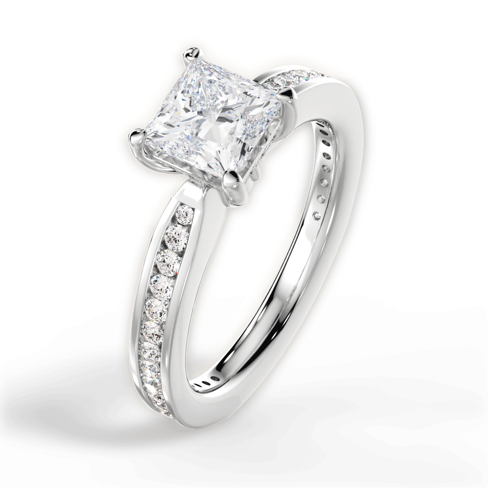 14kt White Gold/18kt White Gold/Platinum/princess/side