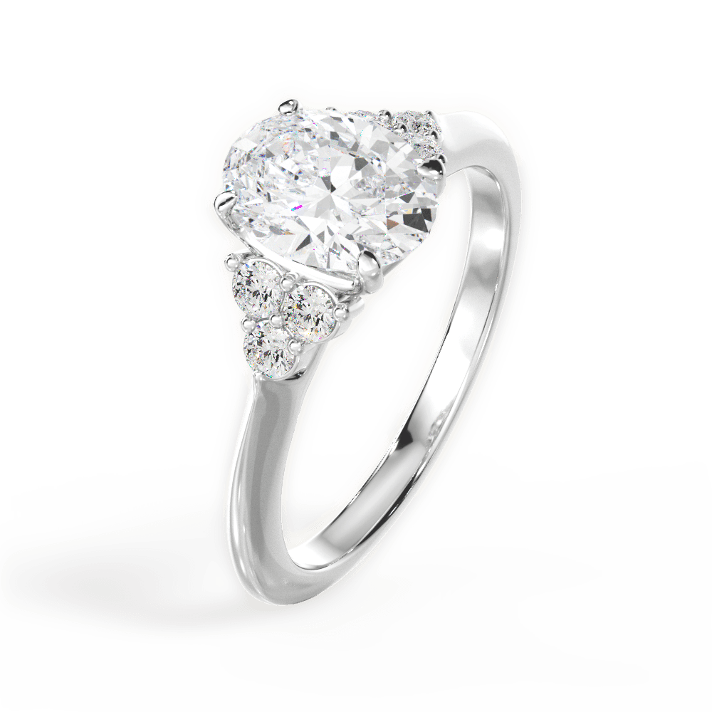 14kt White Gold/18kt White Gold/Platinum/oval/side