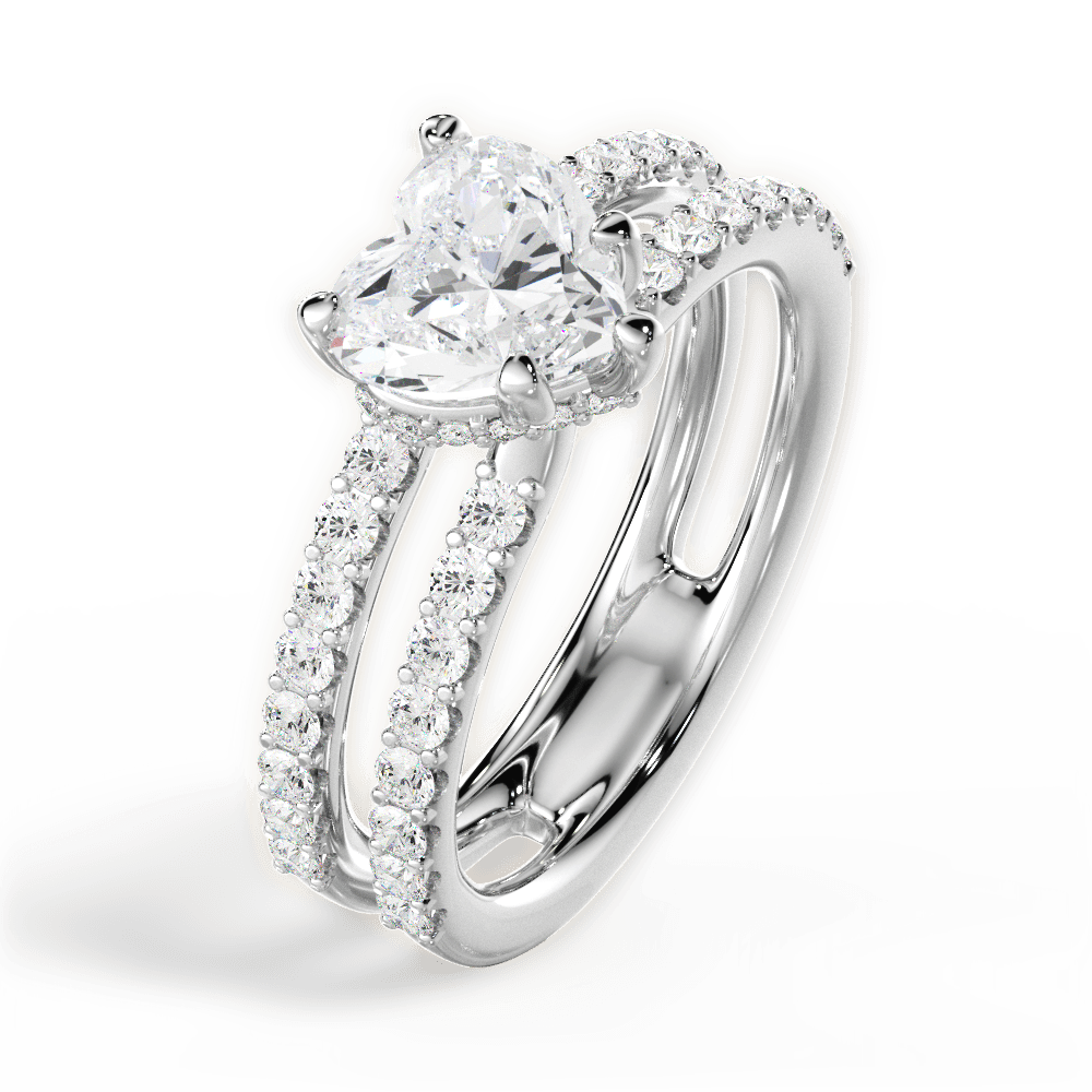 14kt White Gold/18kt White Gold/Platinum/heart/side