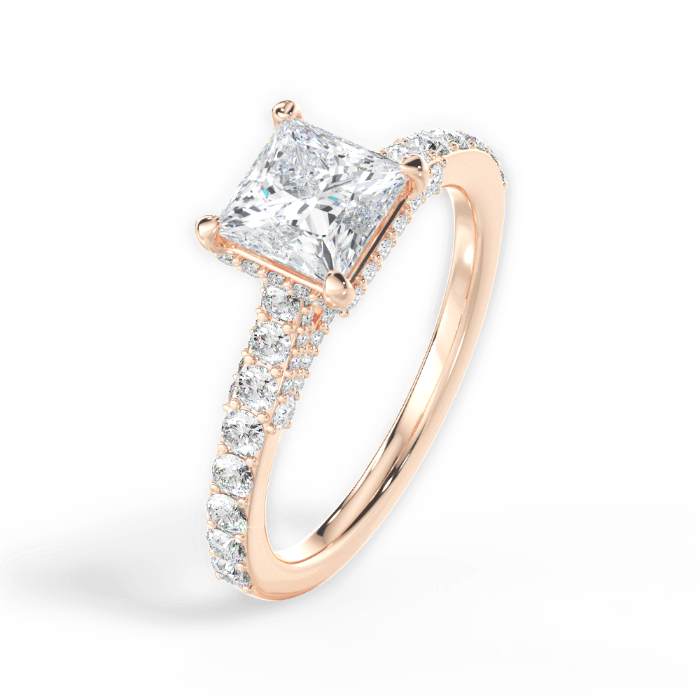 14kt Rose Gold/18kt Rose Gold/princess/side