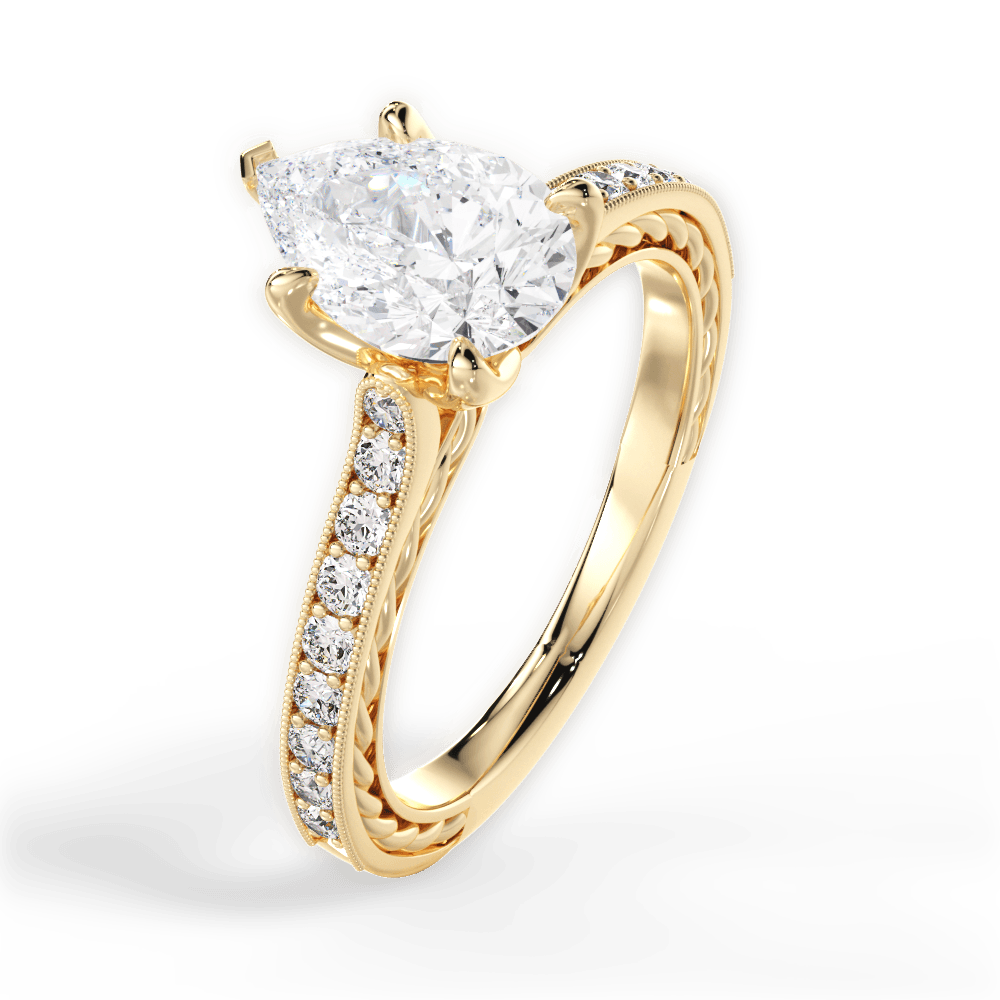 14kt Yellow Gold/18kt Yellow Gold/pear/side