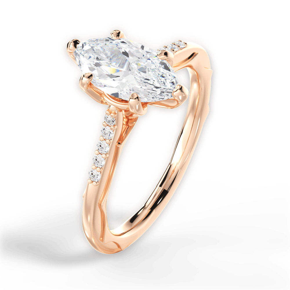 14kt Rose Gold/18kt Rose Gold/marquise/side