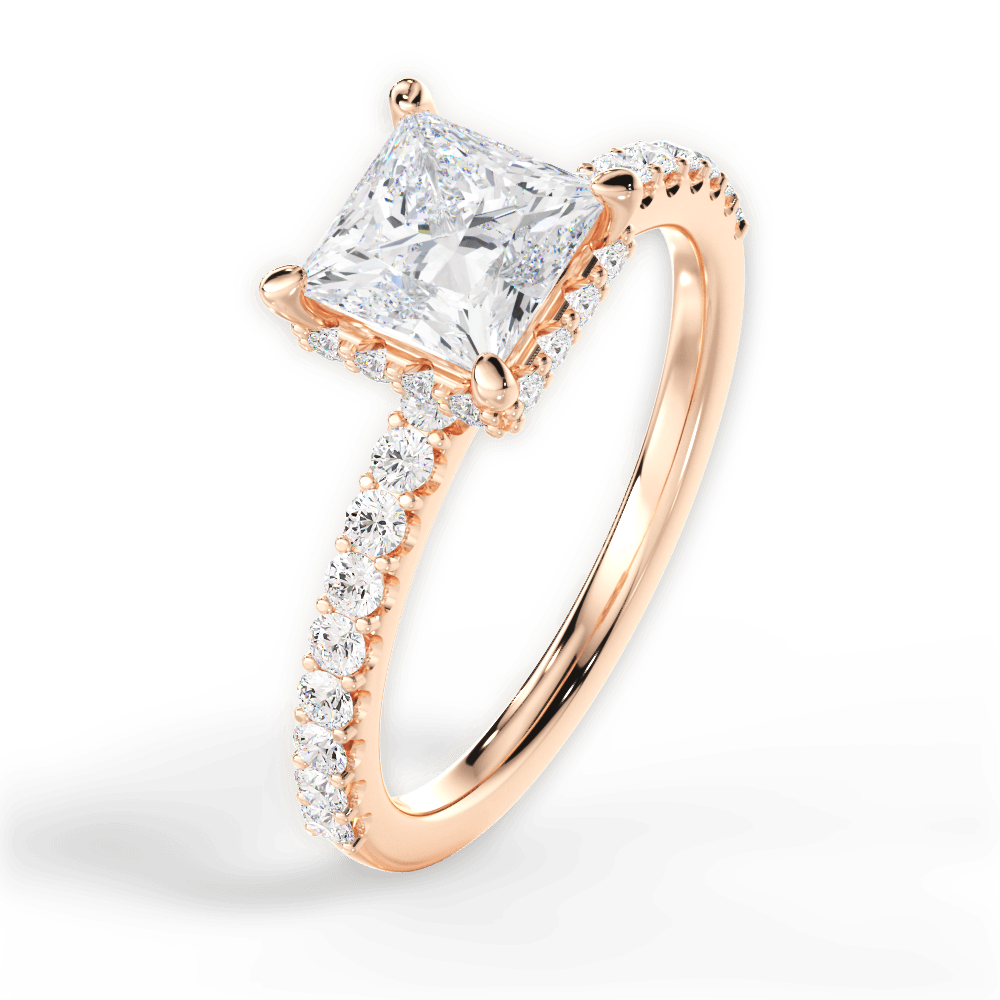 14kt Rose Gold/18kt Rose Gold/princess/side