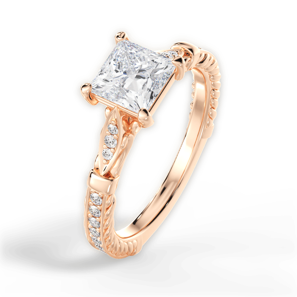 14kt Rose Gold/18kt Rose Gold/princess/side