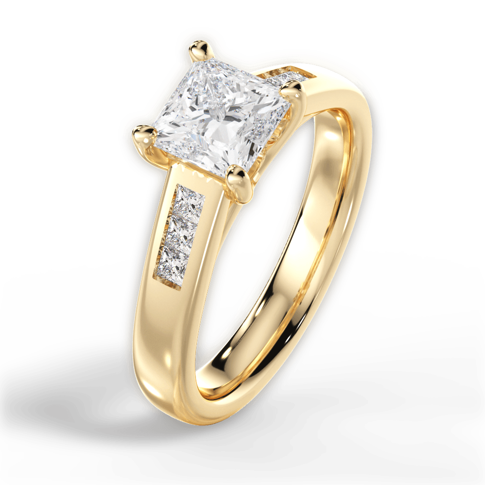 14kt Yellow Gold/18kt Yellow Gold/princess/side