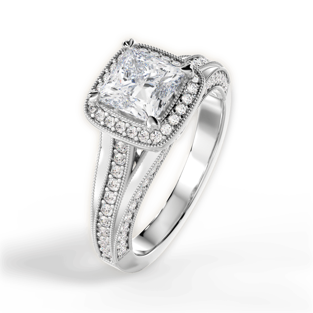 14kt White Gold/18kt White Gold/Platinum/princess/side