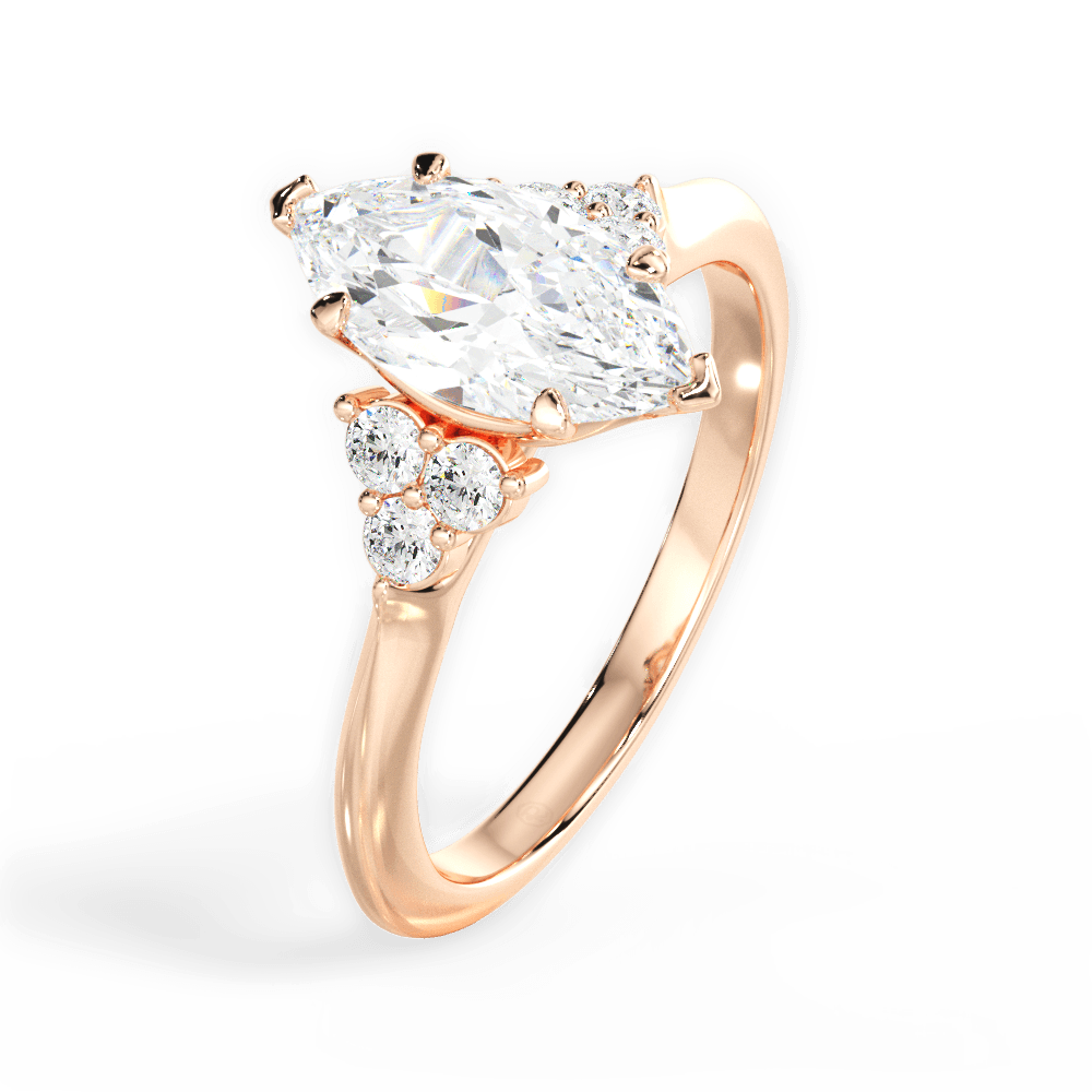 14kt Rose Gold/18kt Rose Gold/marquise/side