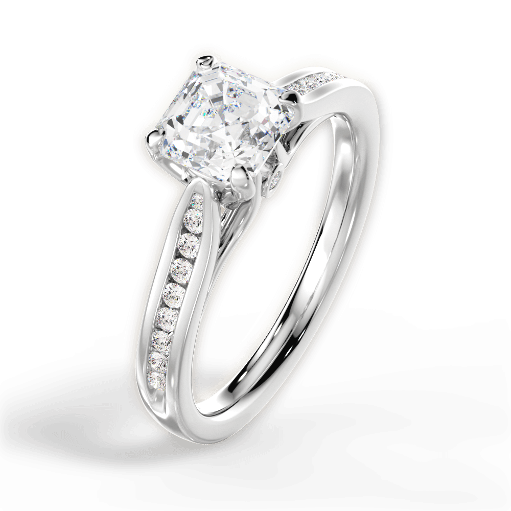 14kt White Gold/18kt White Gold/Platinum/asscher/side