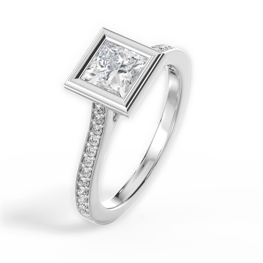 14kt White Gold/18kt White Gold/Platinum/princess/side