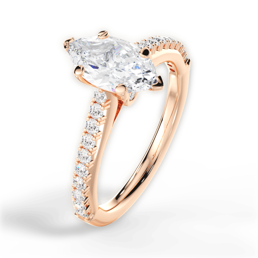 14kt Rose Gold/18kt Rose Gold/marquise/side