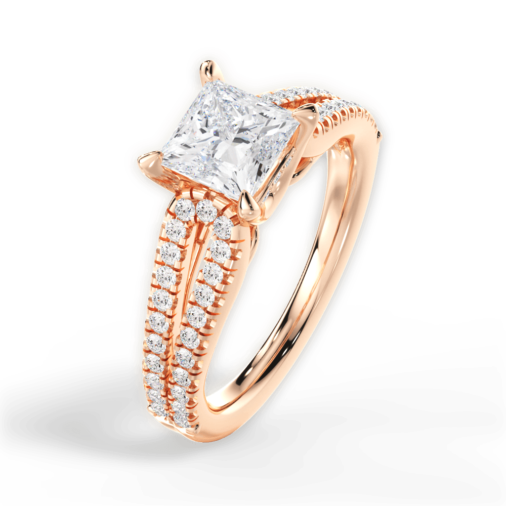 14kt Rose Gold/18kt Rose Gold/princess/side
