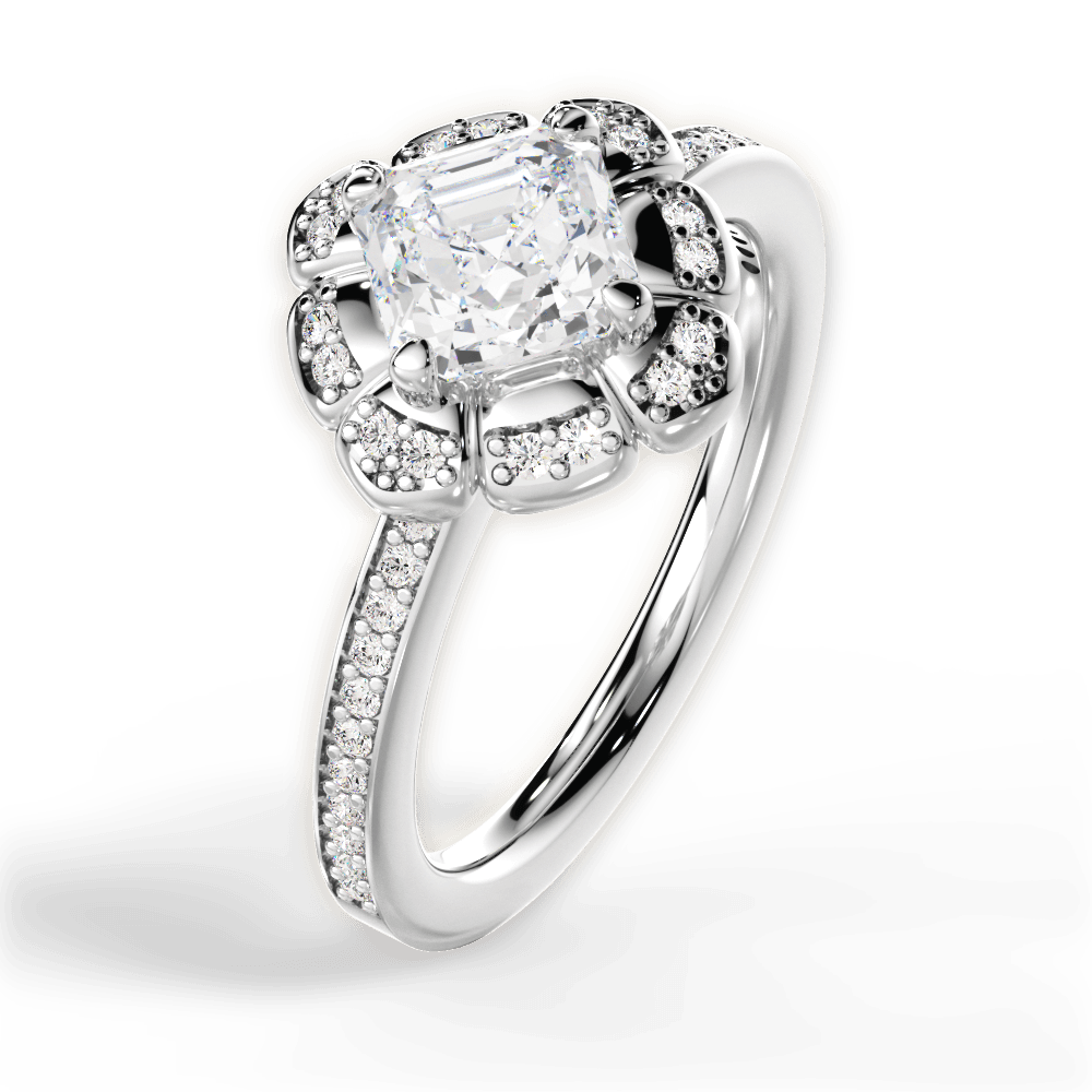 14kt White Gold/18kt White Gold/Platinum/asscher/side