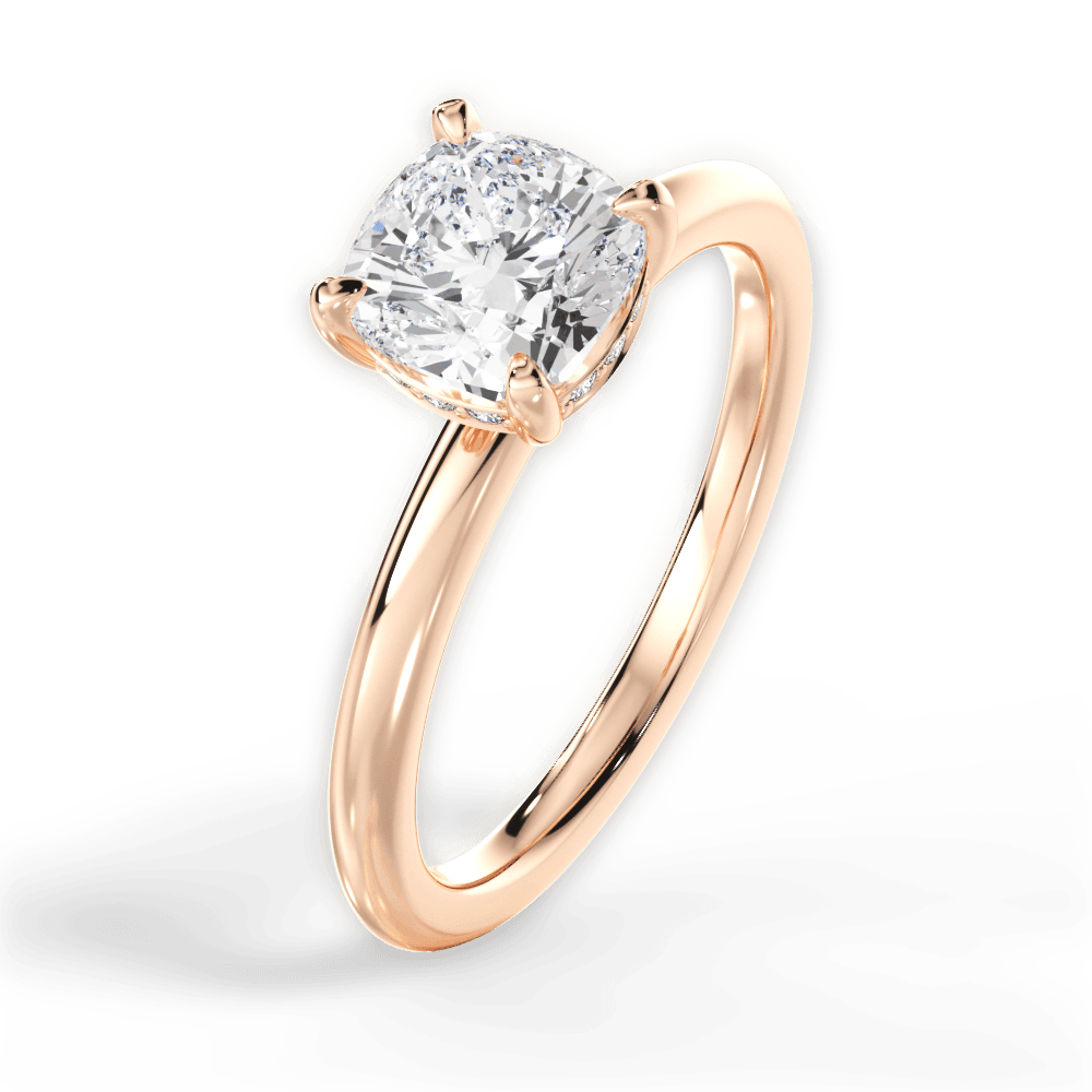 14kt Rose Gold/18kt Rose Gold/cushion/side