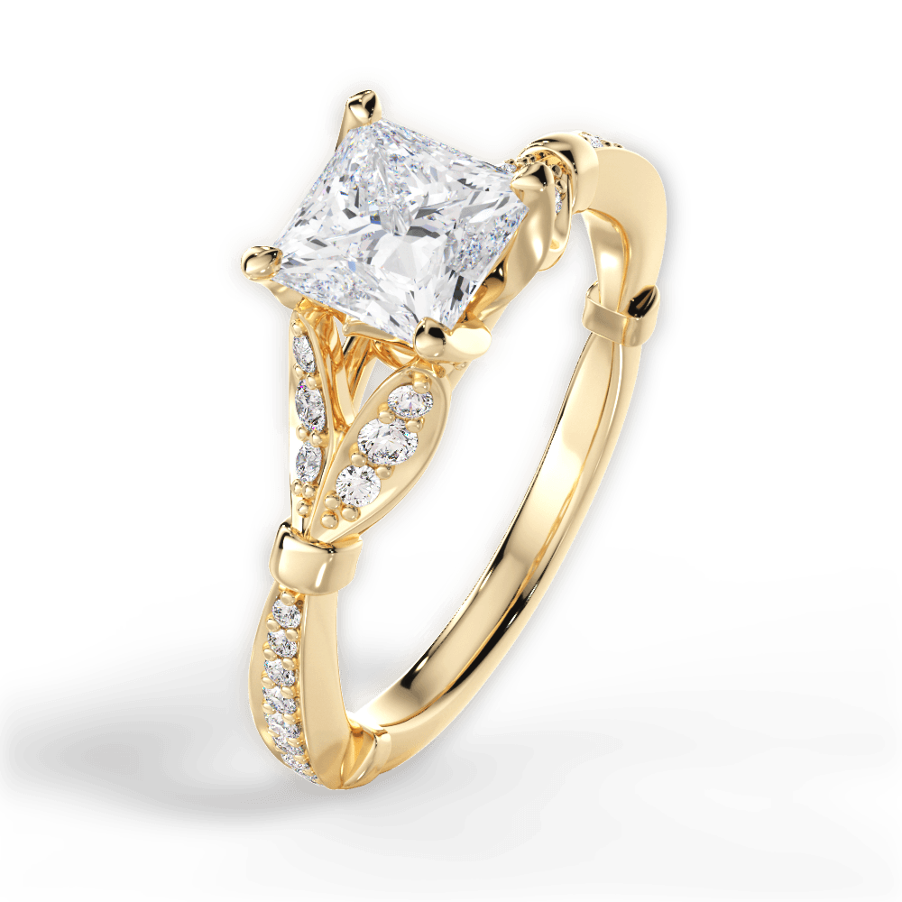 14kt Yellow Gold/18kt Yellow Gold/princess/side