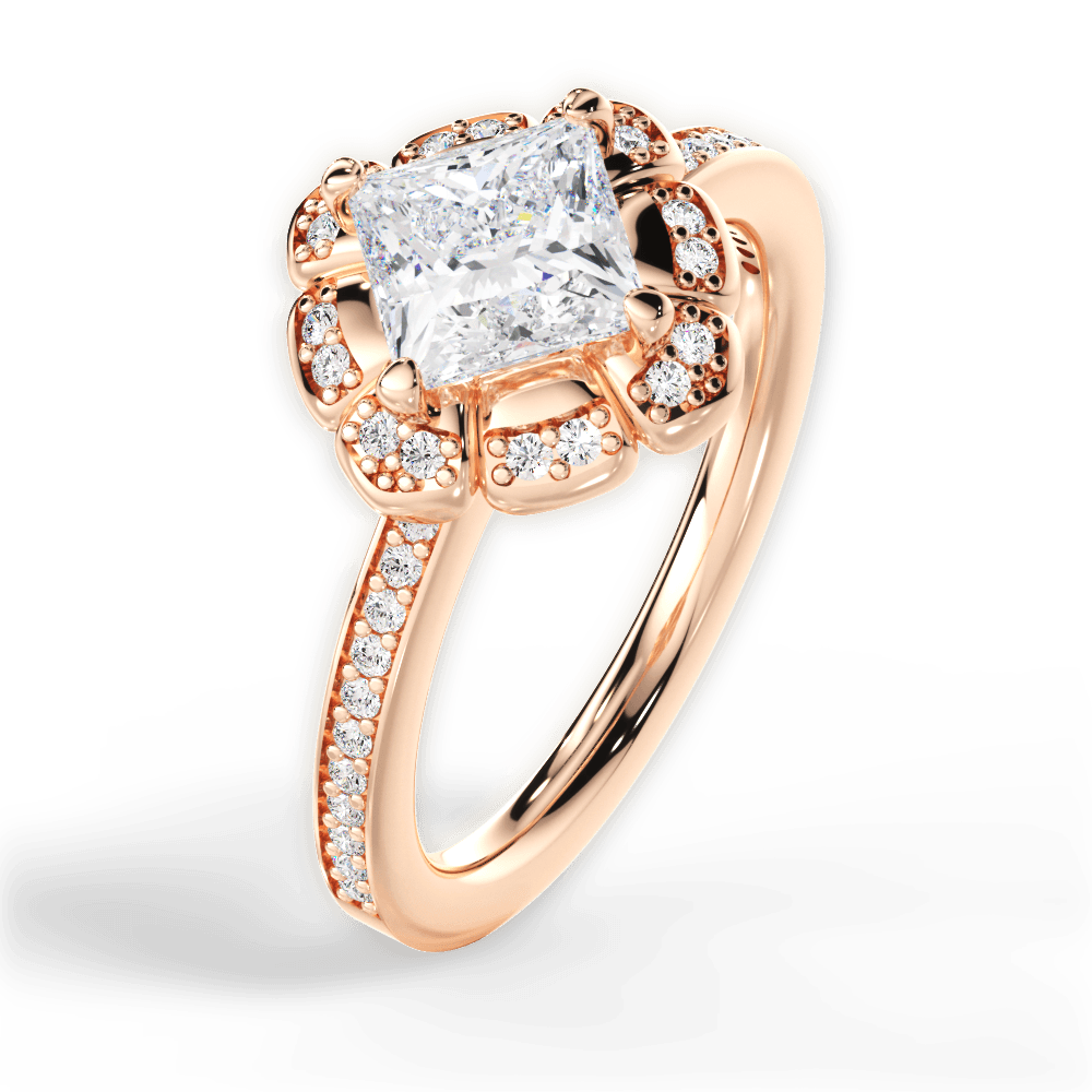 14kt Rose Gold/18kt Rose Gold/princess/side