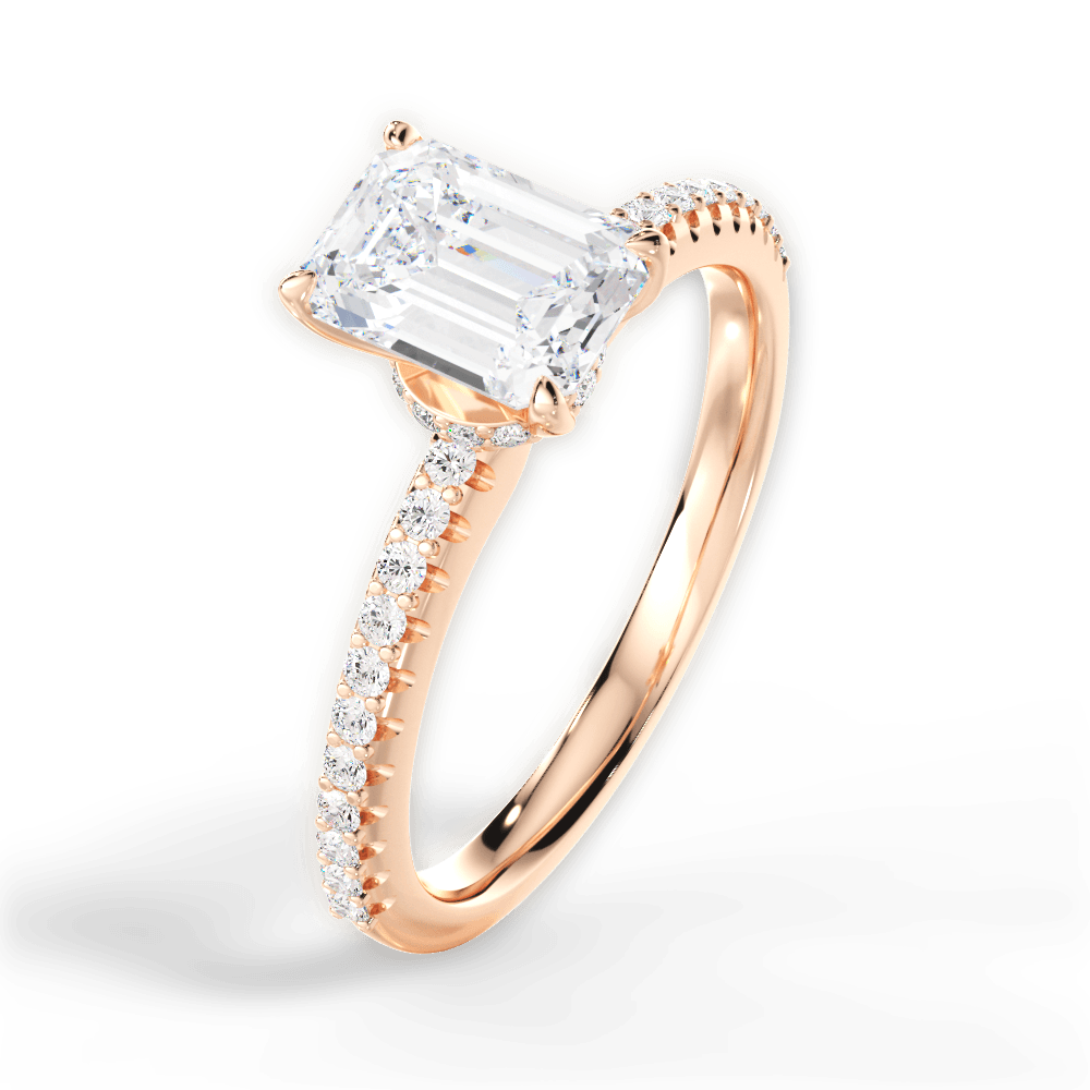 14kt Rose Gold/18kt Rose Gold/emerald/side