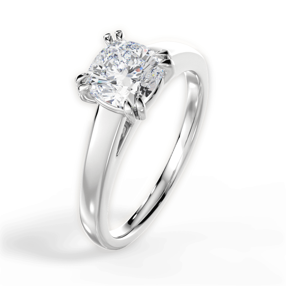 14kt White Gold/18kt White Gold/Platinum/cushion/side