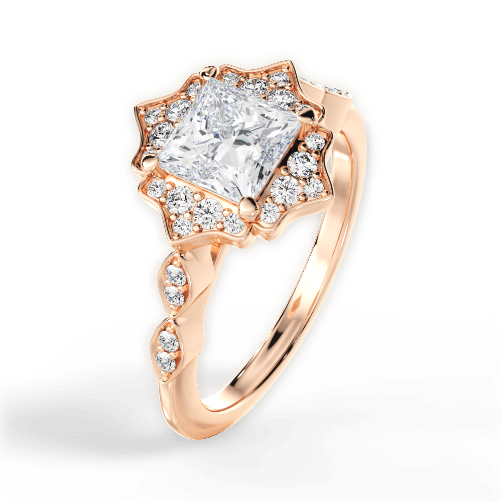 14kt Rose Gold/18kt Rose Gold/princess/side