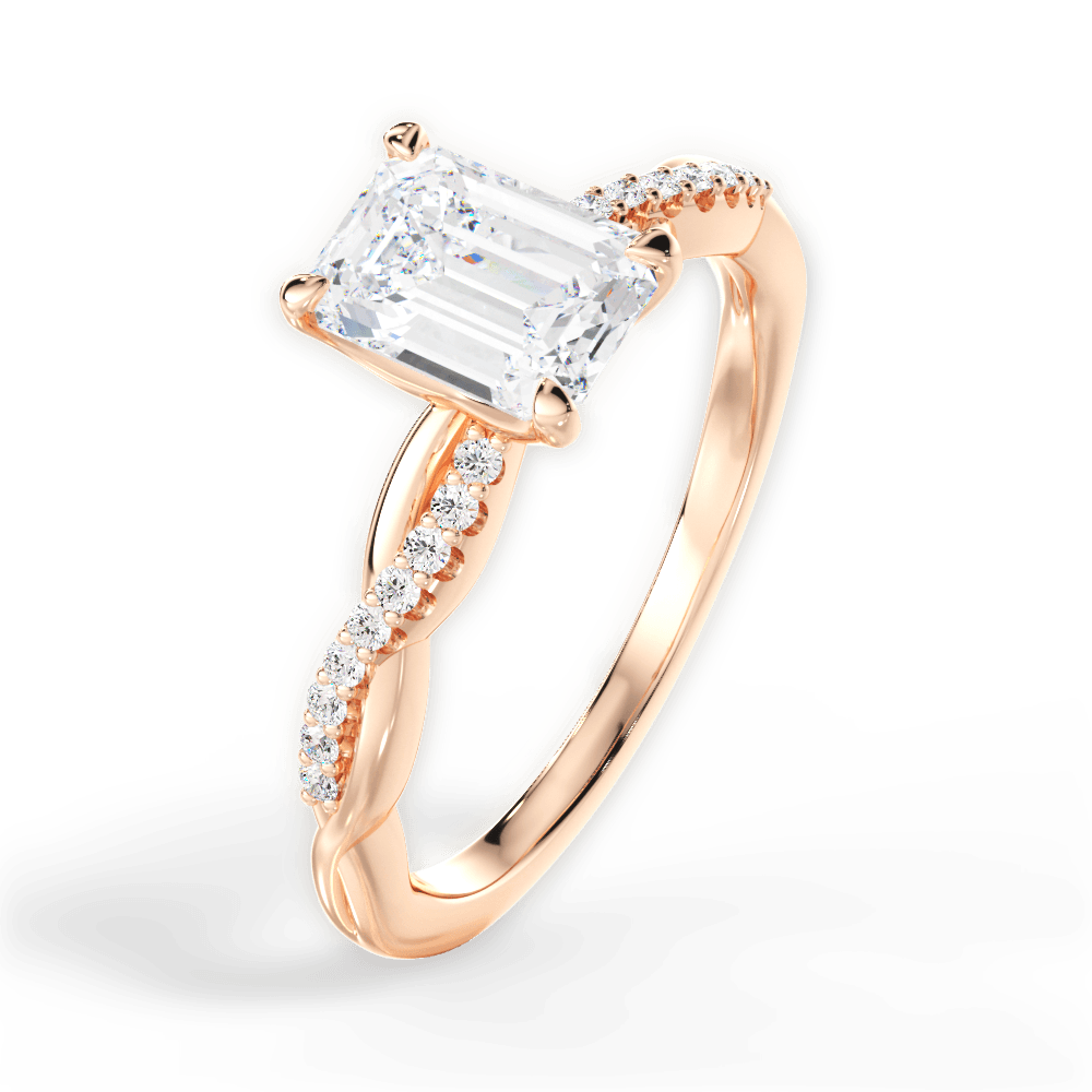 14kt Rose Gold/18kt Rose Gold/emerald/side