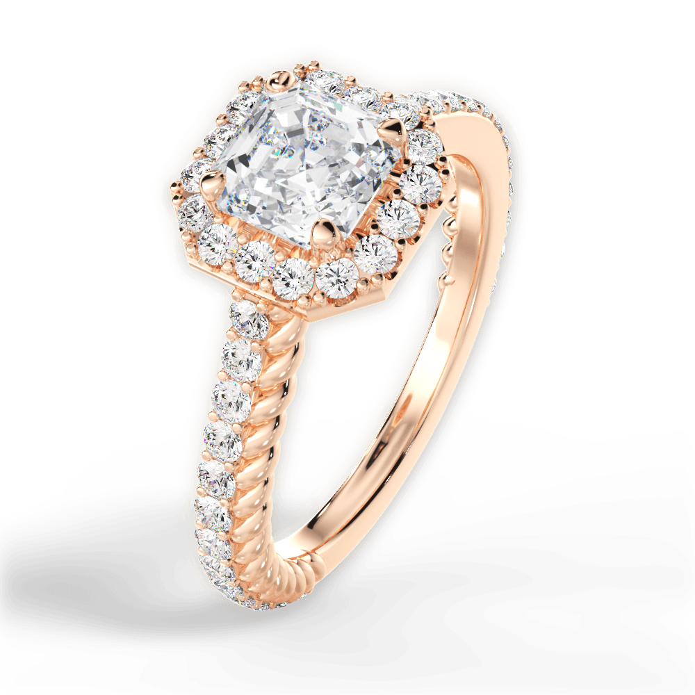 14kt Rose Gold/18kt Rose Gold/asscher/side