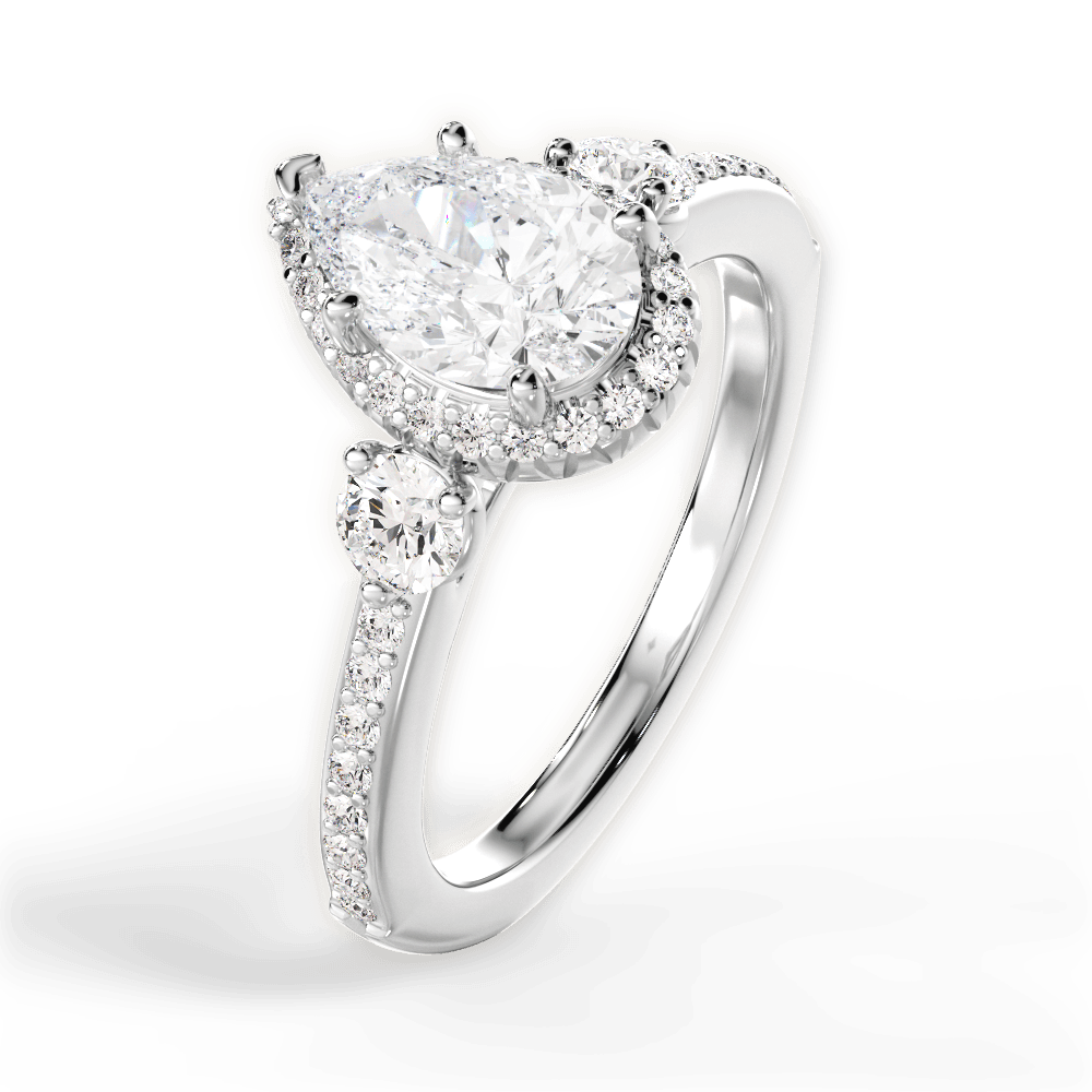 14kt White Gold/18kt White Gold/Platinum/pear/side