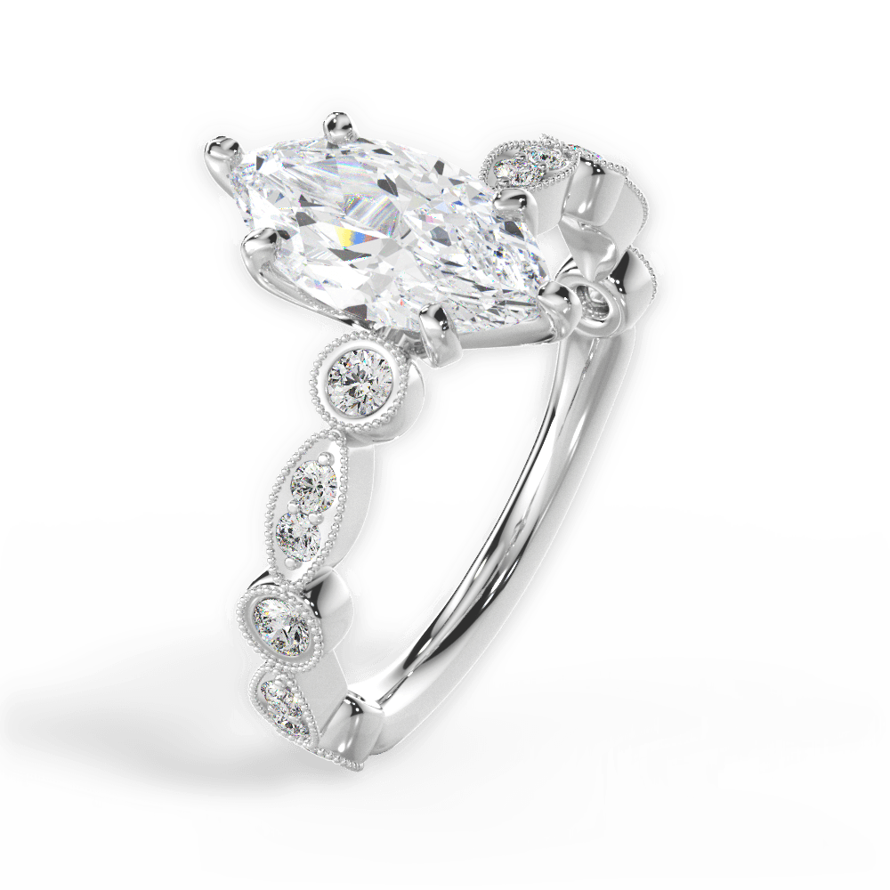 14kt White Gold/18kt White Gold/Platinum/marquise/side